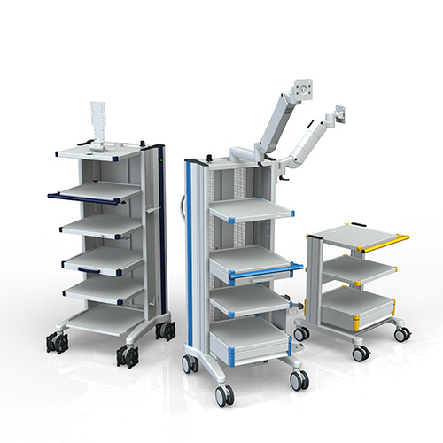 Unterschiedliche Basisgestelle des compact-cart von iTD